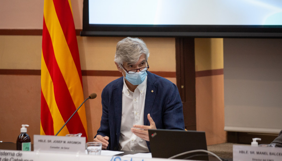 El conseller de Salud, Josep Maria Argimon, en rueda de prensa este lunes